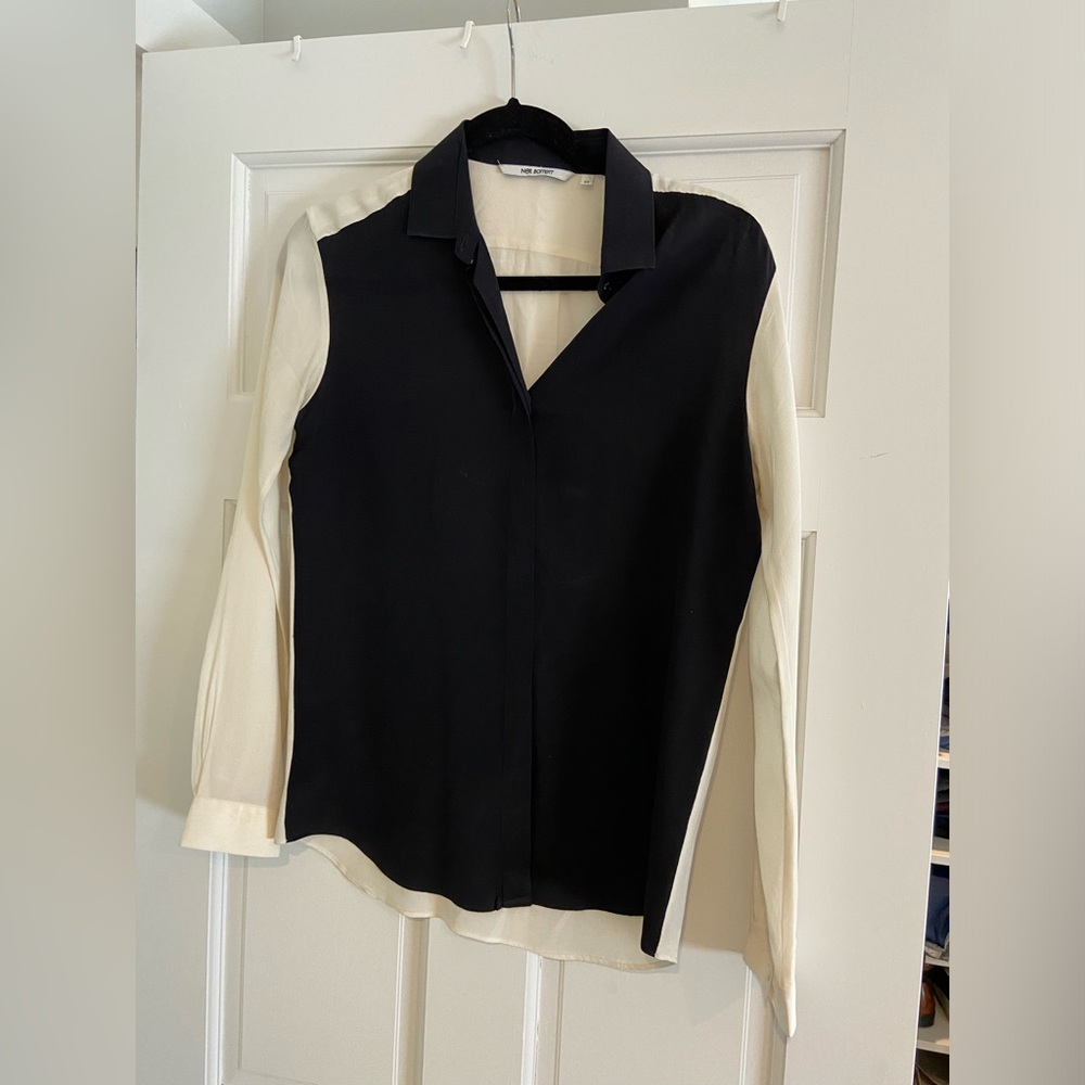Neil Barrett Silk Bi-color Silk Long Sleeve Shirt